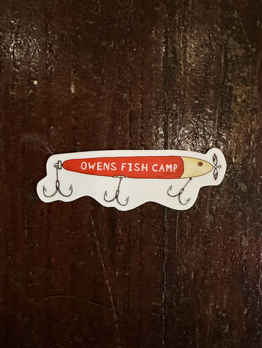 Owen's Fish Camp Red Fishing Lure Sticker